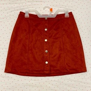 No Boundaries, M (7-9), Red-Brown soft material skirt with snap-buttons on front